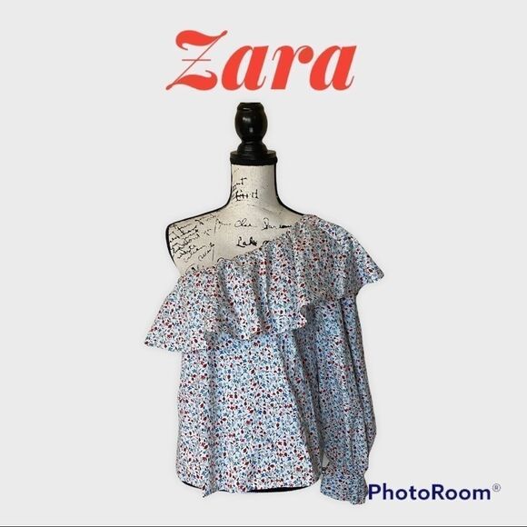 Zara Basics Floral One Shoulder Top - Picture 2 of 10